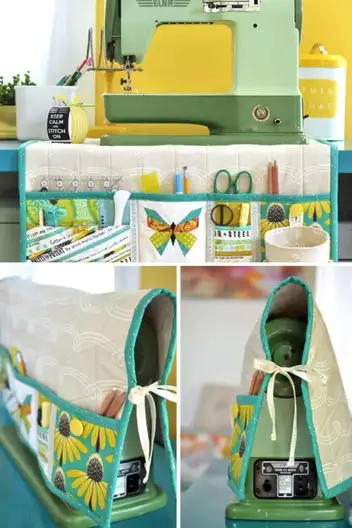 Sewing Machine Cover/dust Cover and Matching Mat/table Protector /  Organiser Mat / Handmade / Fryetts Natural Bee Fabric 