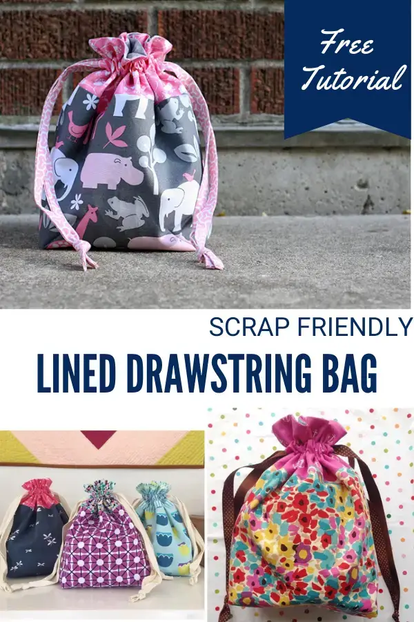 Lined Drawstring Bag Tutorial - Sewing With Scraps