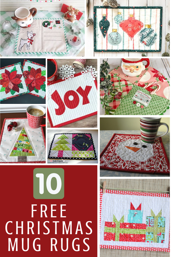 10 Free Christmas Mug Rug Patterns